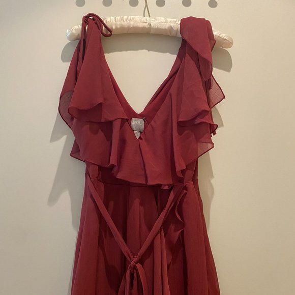 NWT Burgundy Formal ASOS Drape Chiffon Dress - Picture 2 of 11
